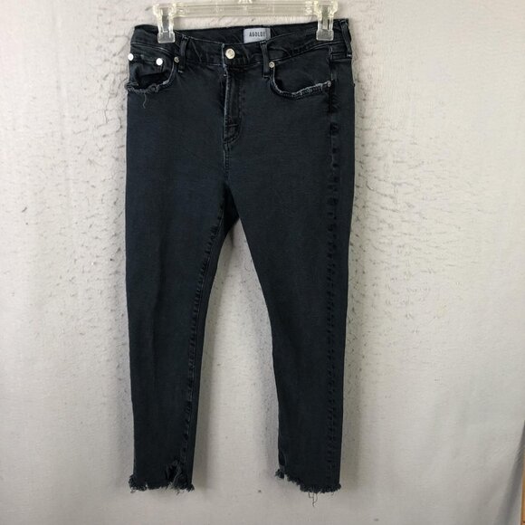 Agolde Denim - Agolde Jeans Womens 29 Black Charcoal Skinny Ankle Raw Hem Distressed Denim